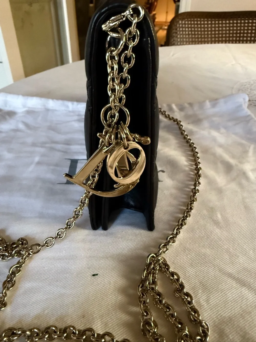 DIOR Lady Dior Pouch Black Cannage Lambskin with Detachable Chain - Picture 4 of 9